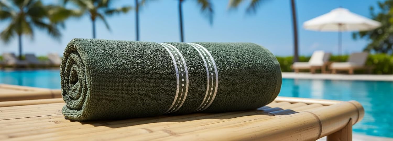 Lavone Premium Cotton Bath Towels 450 Gsm (Dark Green) - Pack Of 1