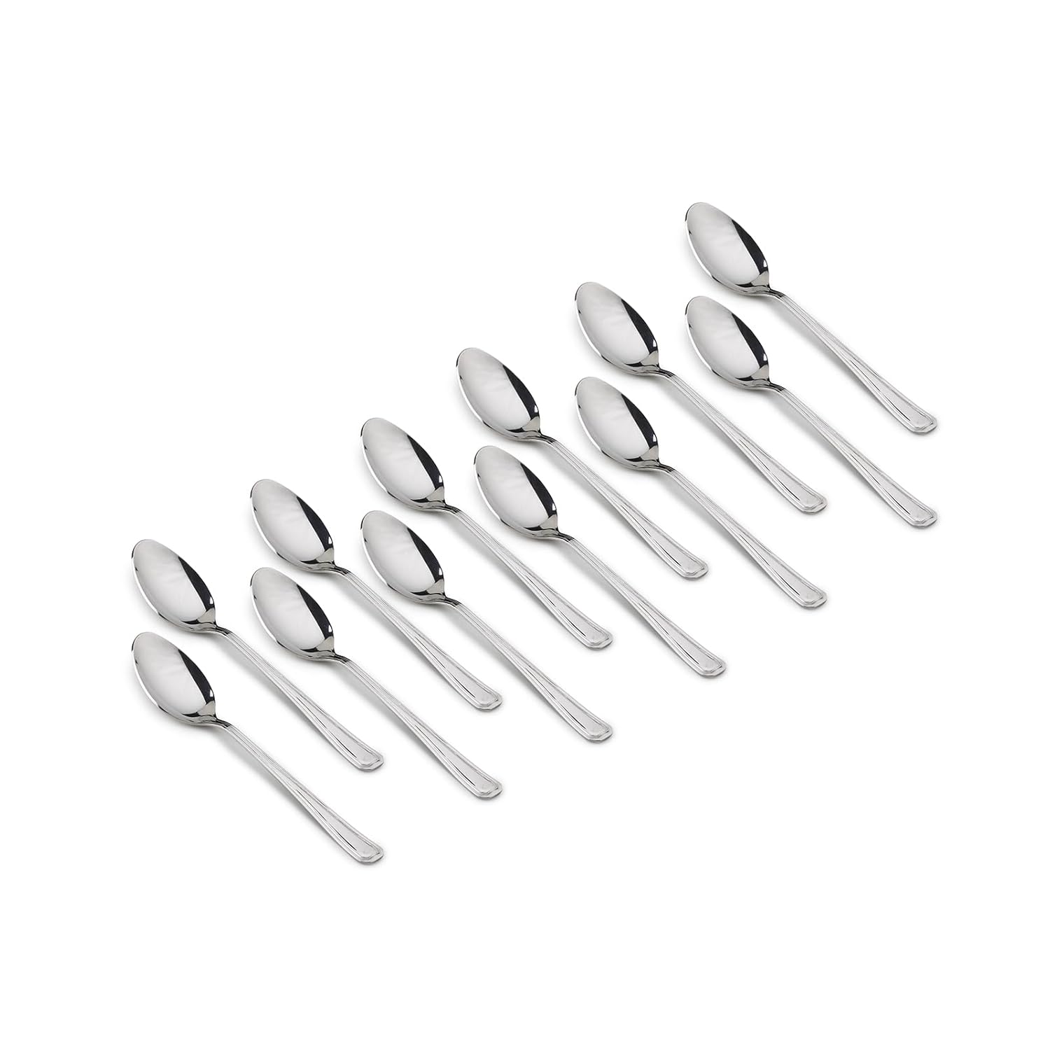 Arc Chrome Stainless Steel Soup Spoon Set Of 12 - Modern Elegance | Premium Tableware, Dishwasher Safe - Serve Ware & Tableware