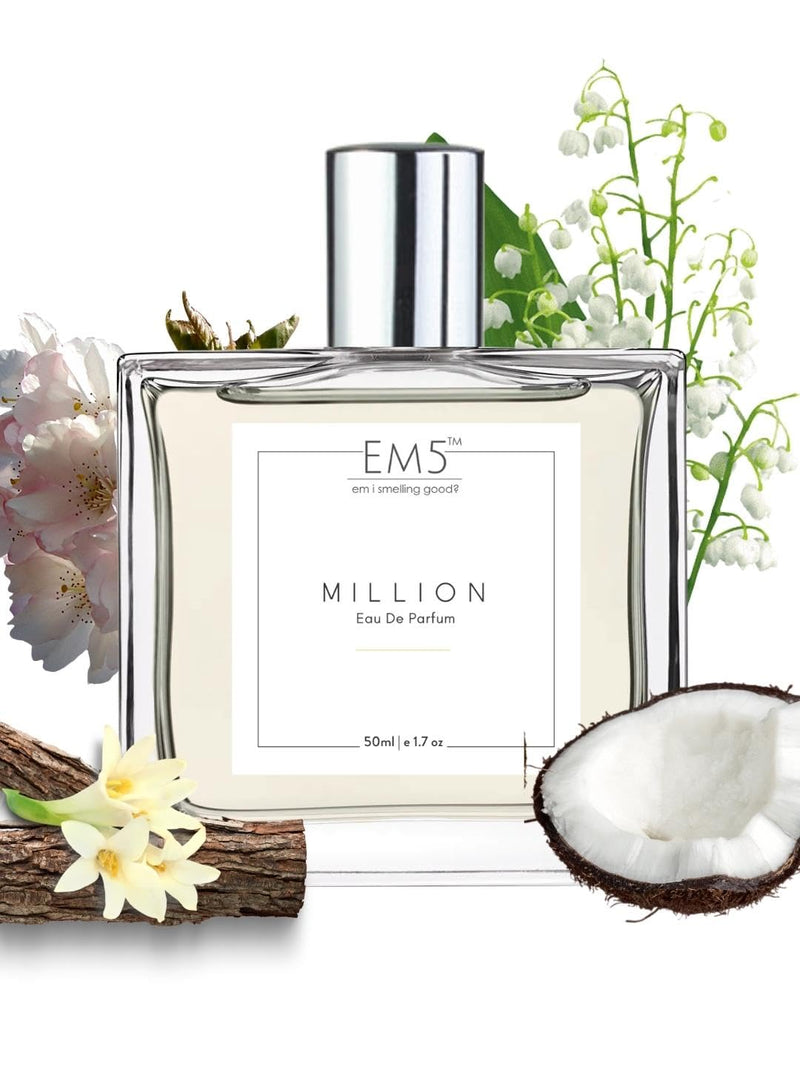 EM5 Million EDP Perfume For Men 50 Ml 1.7 Fl.oz. | Strong And Long Lasting | Amber Woody Fresh Spicy | Luxury Gift For Men