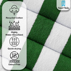 Towel Wala Striped Soft Turkish Cotton Large Bath Towel 450 Gsm | For Men & Women, Hotel Pool Towel (Pack Of 2)
