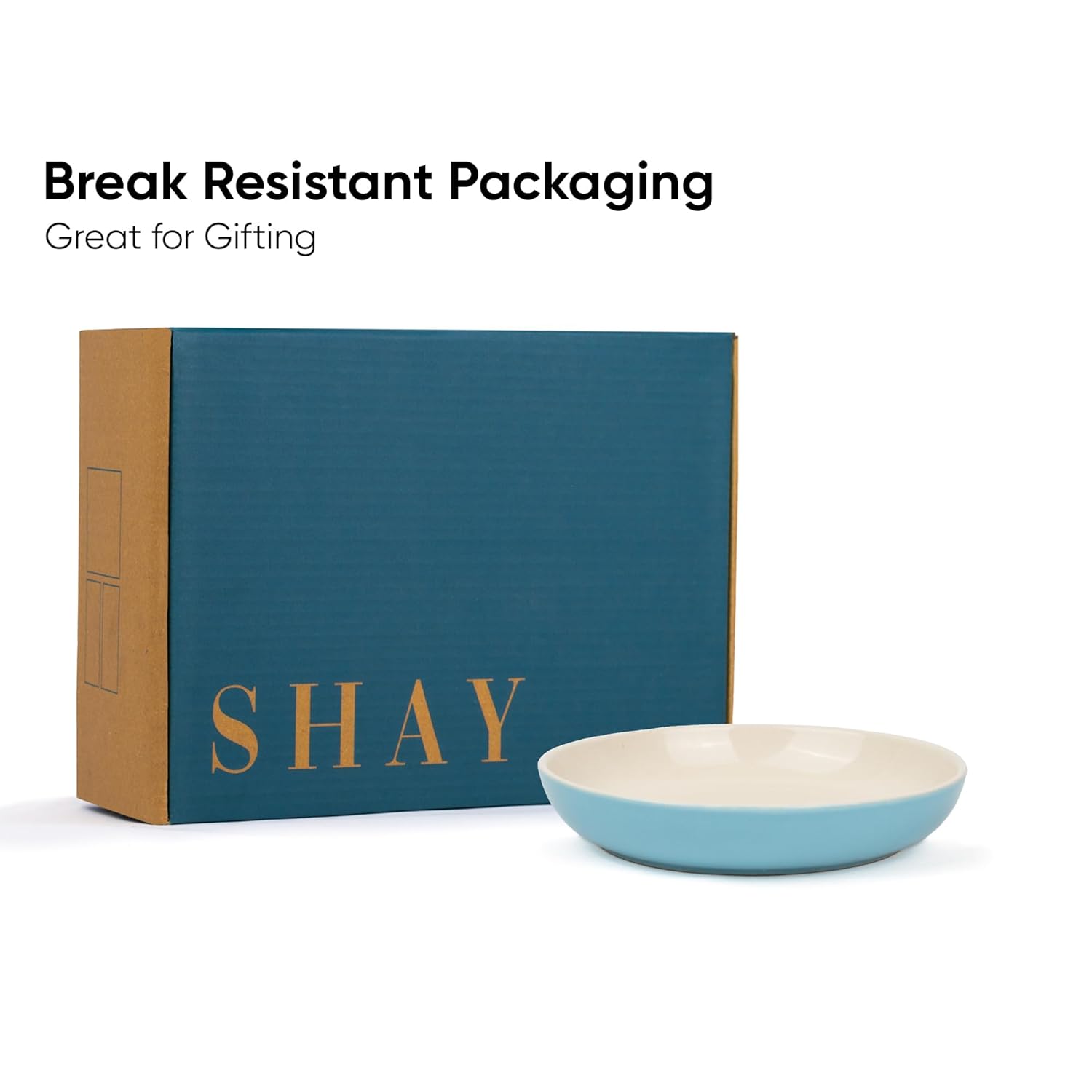 Snack Plates Set Of 6, Blue Slow Series | Snacks Plates Set - Dessert Plates | Small Plates With Glossy Finish - Deep Snack Plates | Microwave Safe & Chip Resistant