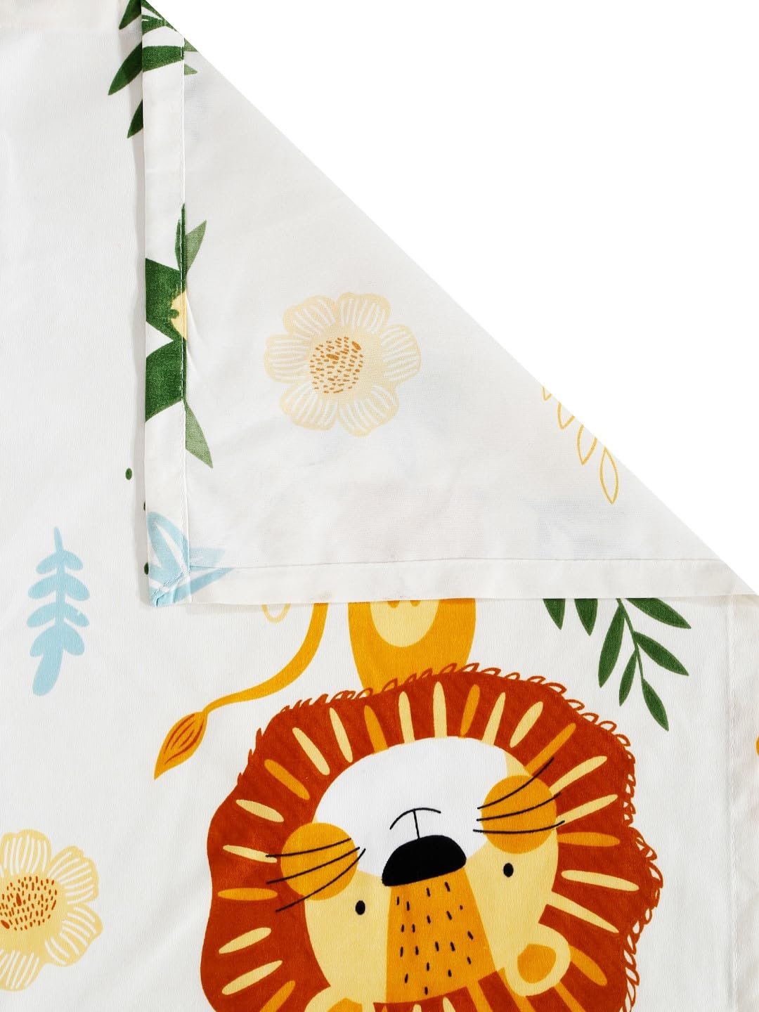 Microfiber Kids Lions Elastic Fitted Double Bedsheet With 2 Pillow Covers | 90 X 90 Inches, Orange | Normal Hand Wash Or Machine Wash