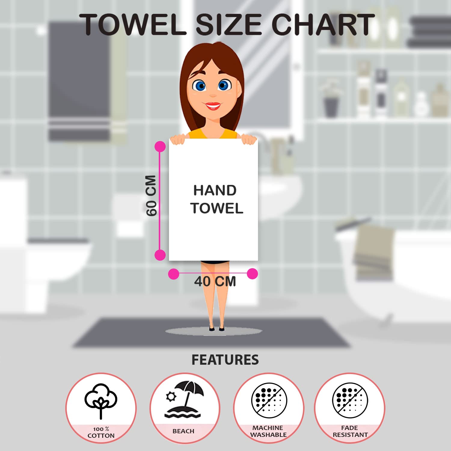Sassoon Melrose 100% Cotton Hand Towel 800 Gsm | Highly Absorbent, Soft Material Perfect For Daily Use (Blue) -4 Piece
