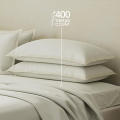 100% Cotton Plain Bedsheet Set With 4 Pillow Covers - 108 X 108 Inches, White | 400 Thread Count - Gift For Weddings Or Anniversary King Size Bedsheet