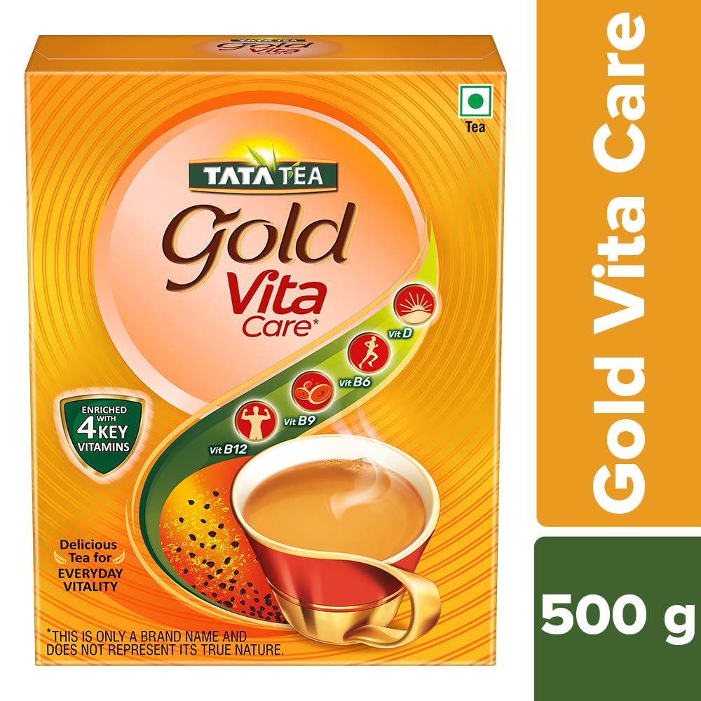 Tata Tea Gold Vita Care 500gm, 17.6 Ounce - Delicious Tea With Power Of 4 Vitamins | Loose Leaf Black Tea With Goodness Of Vitamins D, B6, B9 & B12