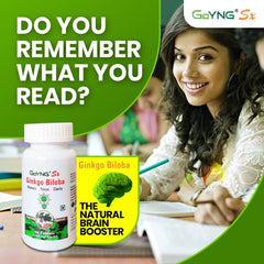 Goyng Ginkgo Biloba With Ashwagandha & Brahmi For Memory, Focus & Brain Booster | 60 Tablets 100gm 0.2lbs
