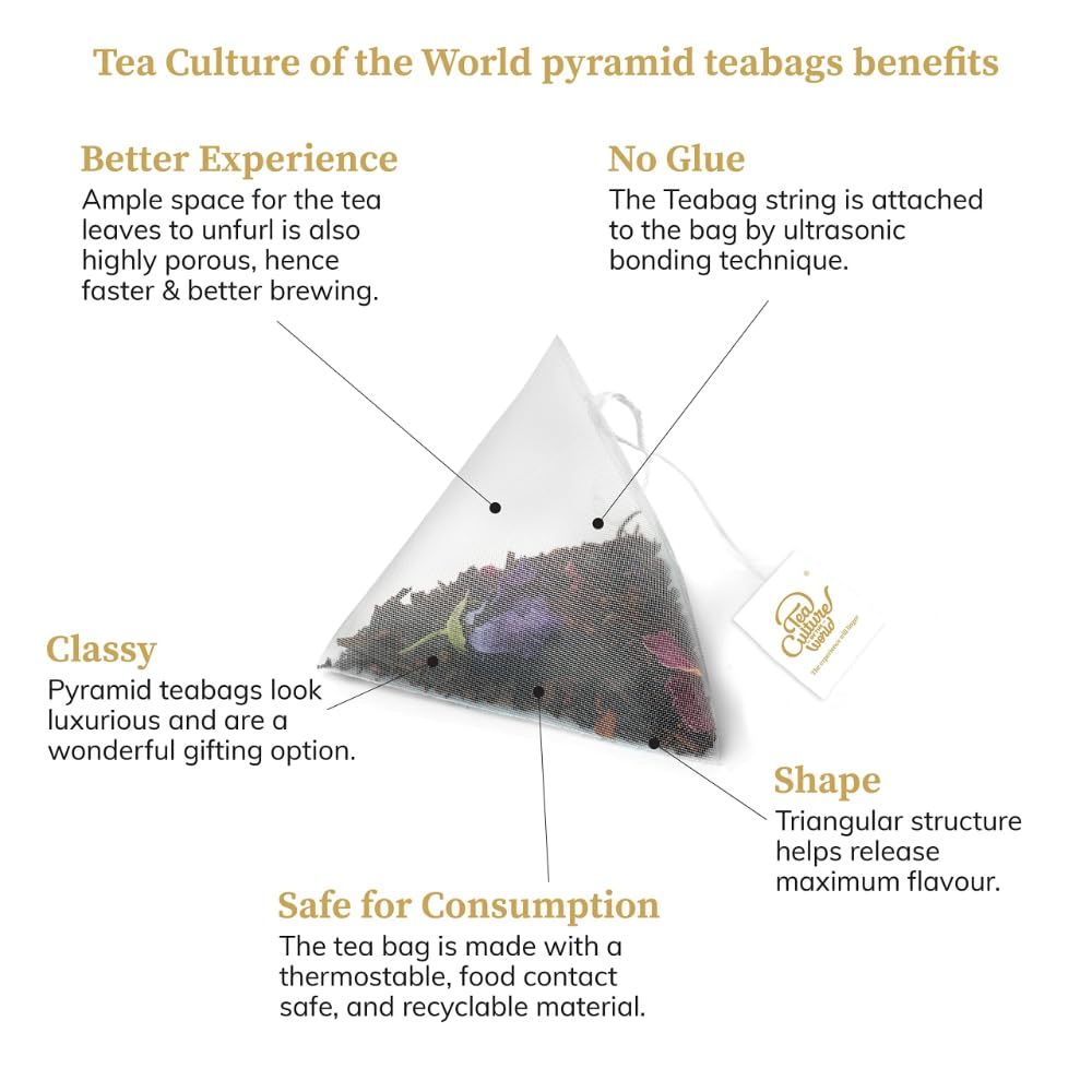 Tea Culture Of The World Moroccan Mint Green Tea - 16 Tea Bags | Promotes Healthy Skin - Premium First Quality Green Teabags | High Caffeine