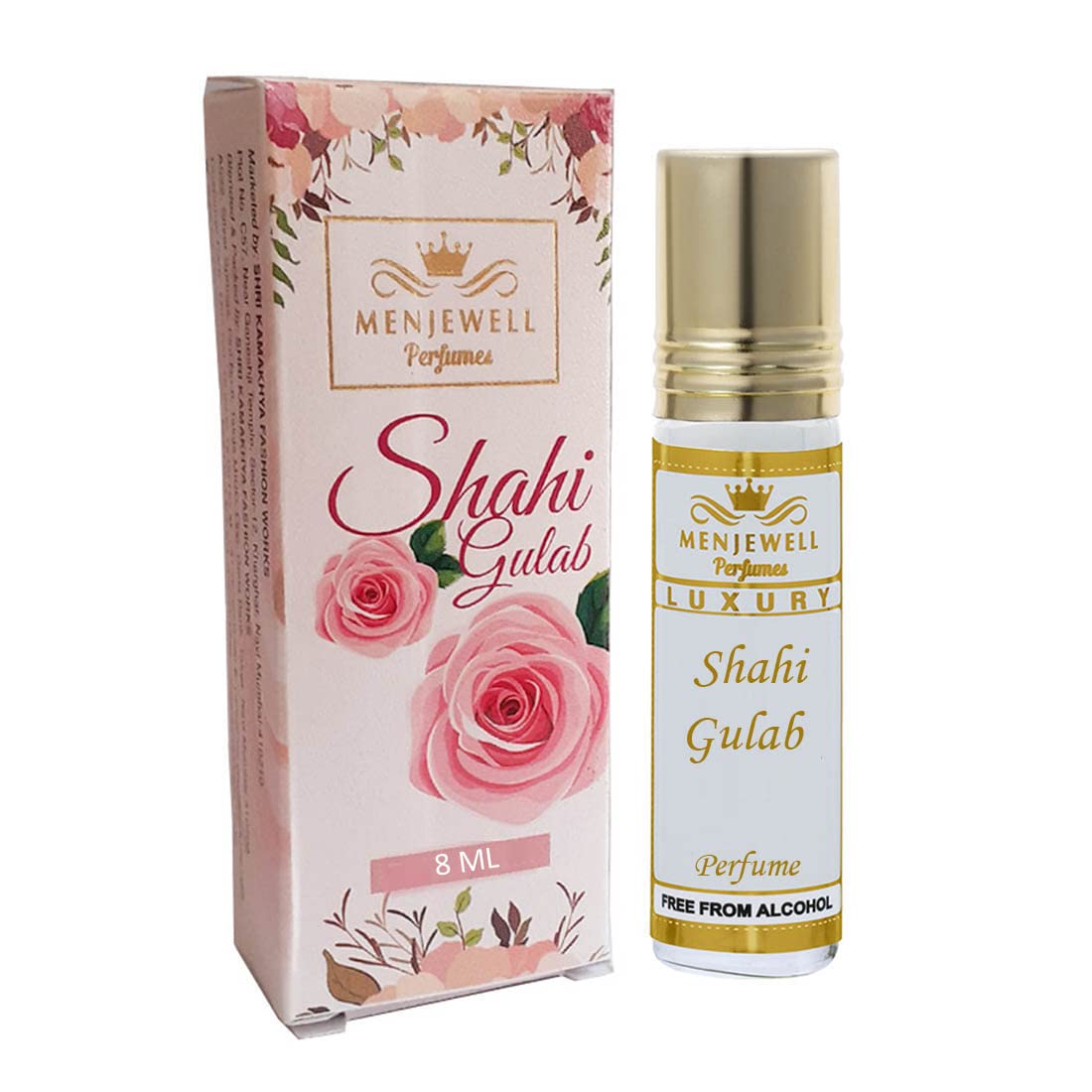 Menjewell Luxury Shahi Gulab Attar Perfume 8ml 0.27 Fl.oz. Unisex Fragrance | Long Lasting | Non Alcoholic