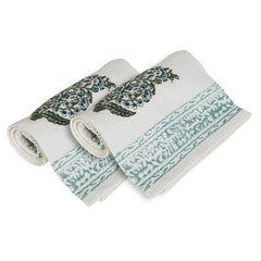 Urbano Homz 100% Cotton Large Size 2 Piece Waffle Weave Hand Towel 200 Gsm | Set In Beautiful Paisley Design (Grey & Teal)