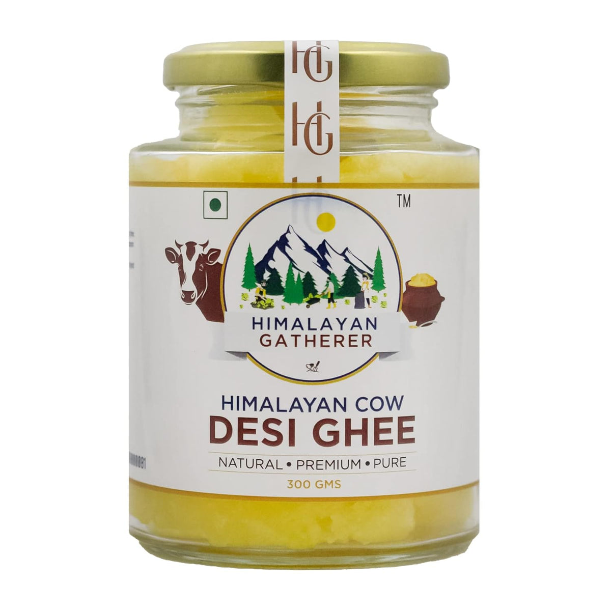 Organic Himalayan Cow Desi Ghee By Himalayan Gatherer | Great Source Of Protein Fiber Homemade Desi Cow Ghee Good For Health | (300ml) 10.1 Ounce | Jar Pack