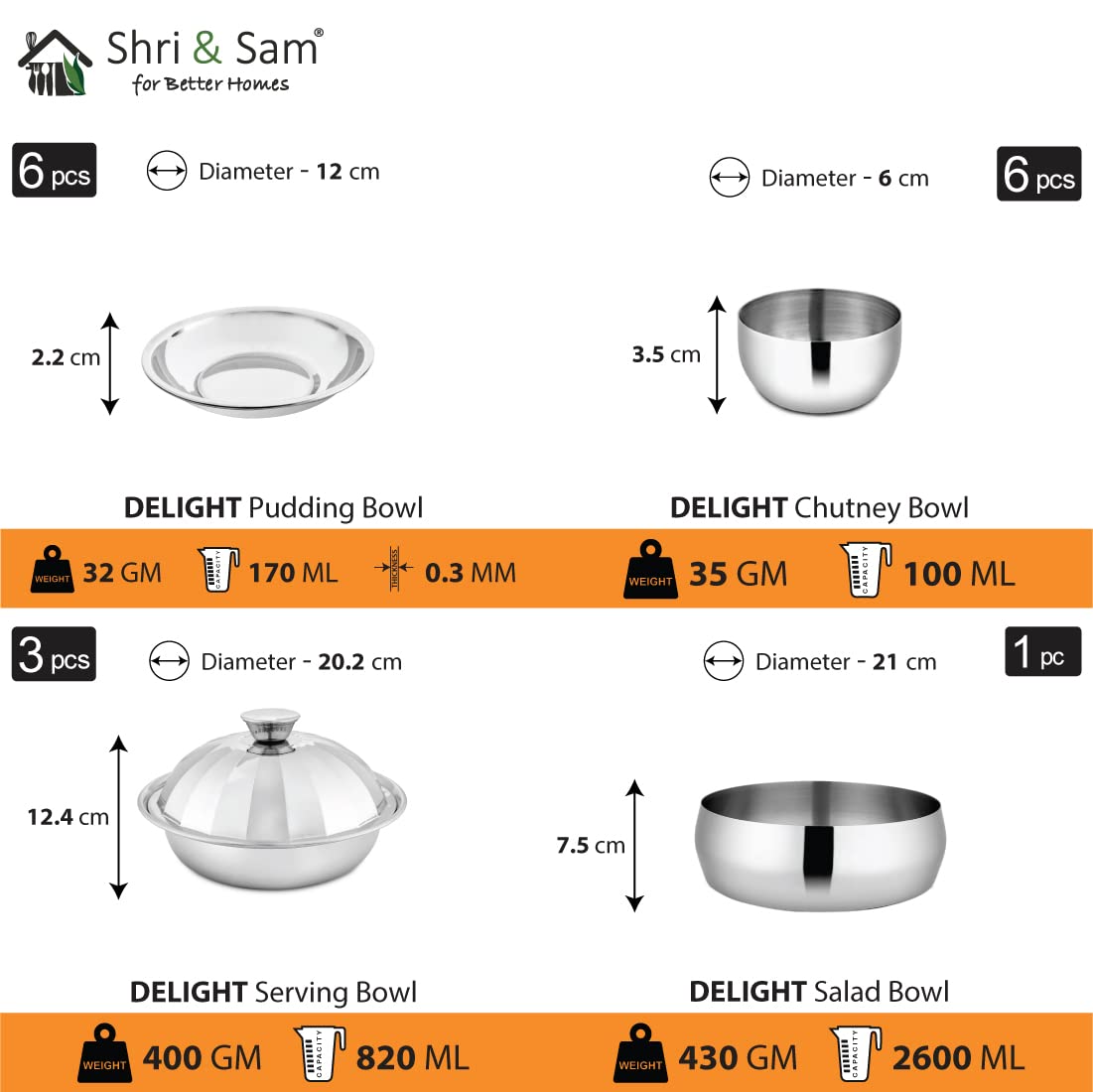 Stainless Steel Delight Solid Dinner Set Of 61 Pieces, Silver | Easy To Clean & Dishwasher Safe