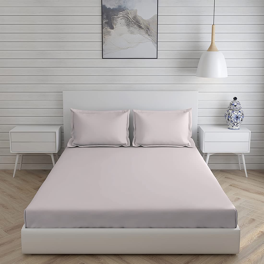 Plain Bedsheet For Single Bed With 1 Pillow Cover | 59 X 87 Inches, Light Grey - Light Weight & Breathable, All Season Comfort Single Bedsheet