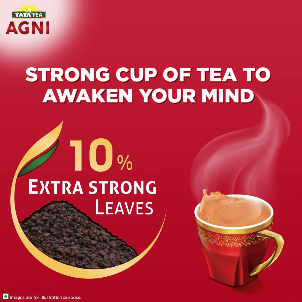 Tata Tea Agni Chai Patti - 1 Kg, 35.2 Ounce | Strong Chai With 10% Extra Strong Leaves - Loose Leaves Black Tea, Medium Caffeine Chai Patti