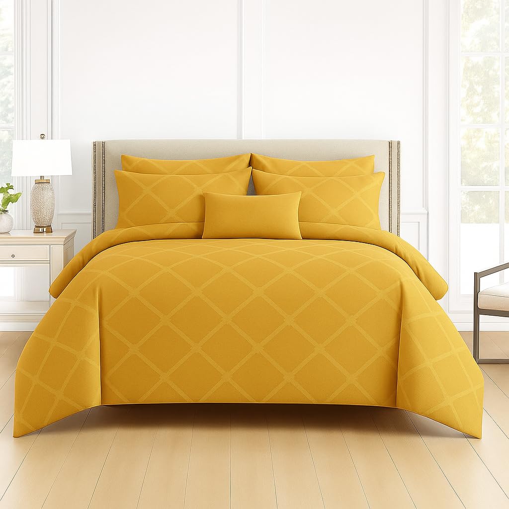 Double Bedsheet For Queen Size With 2 Matching Pillow Covers For Home - 90 X 100 Inches, Yellow | Smooth Finish, Soft Touch & Breathable Comfort For Everyday Use