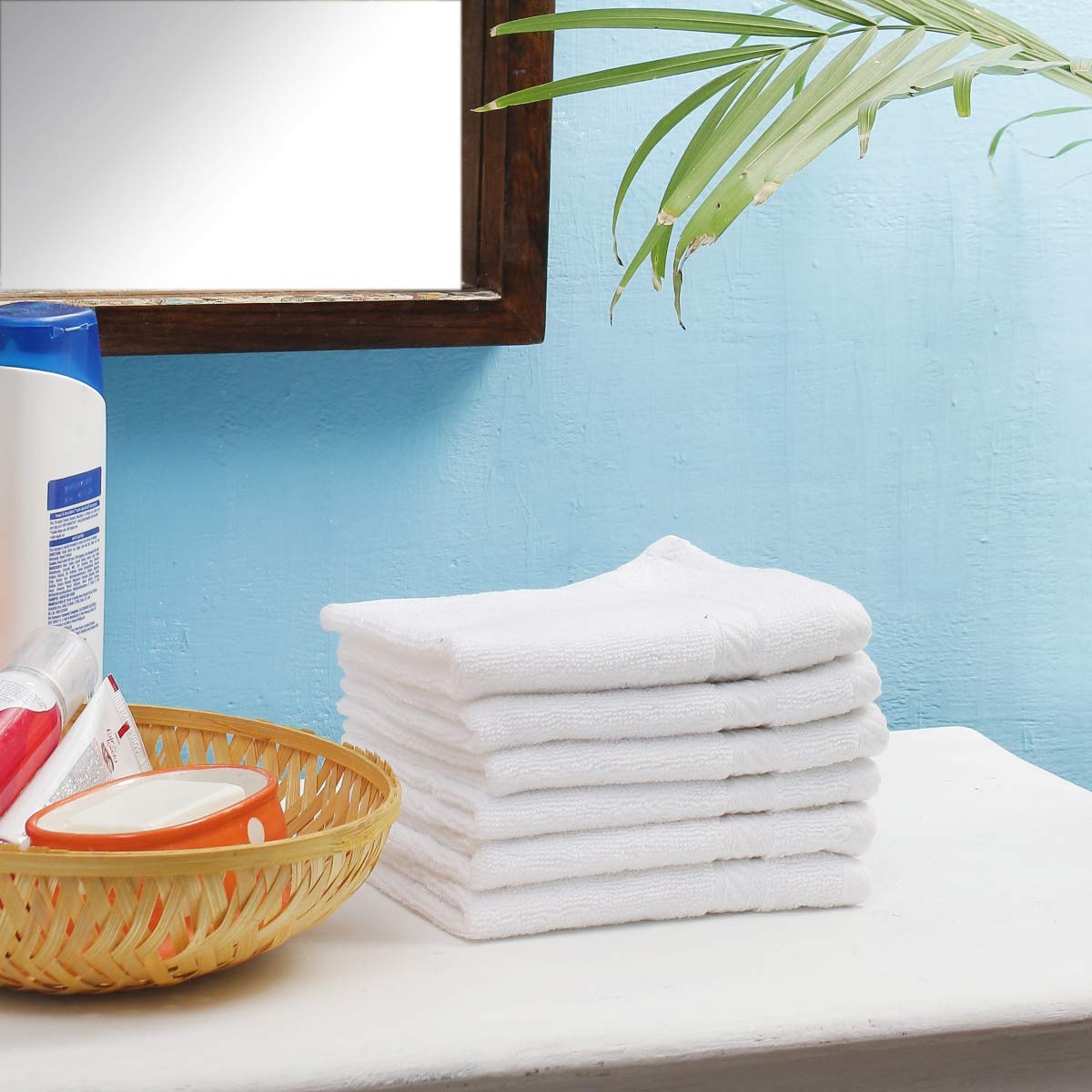Fresh From Loom Cotton Face Towel 500 Gsm, Set Of 6 (White)