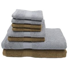Patpug 100% Indian Cotton Plush Towel Set 2000 Gsm | Highly Absorbent, Fade Resistant, Quick Drying 2 Bath, 2 Hand & 4 Face Towel (Silver Grey & Sepia Brown) - 8 Piece