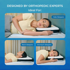 Orthopedic Memory Foam Pillow For Comfortable Sleep, White - 20 X 13 X 4 Inch | For Neck & Shoulder Pain Relief With Removable Zipper White Jacquard Cover | Back, Stomach Sleepers - Pack Of 1