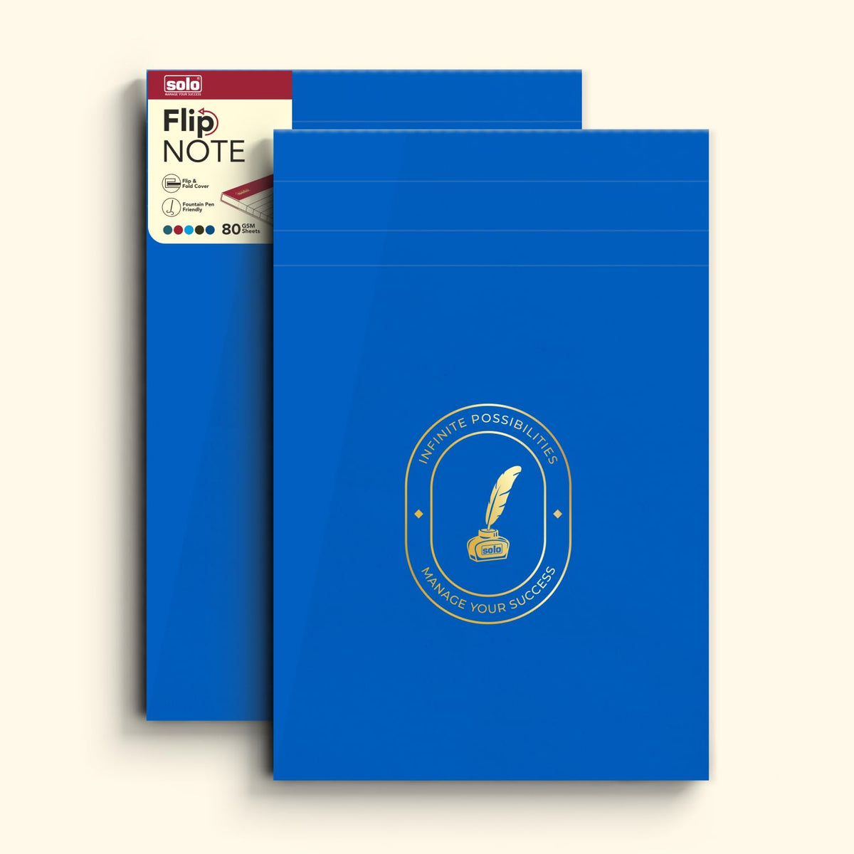 Flip Note A5 Notepad – Velvet Finish Cover, 80 Sheets Premium Smooth Paper (Blue) Pack Of 2
