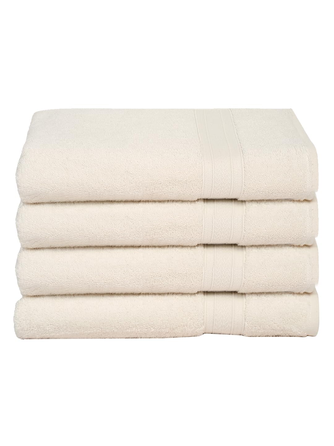 Ambra Linens Highly Absorbent Towels Set 500 Gsm | 100% Cotton Soft & Plush All Seasons Use Large, Everyday Use, Durable | 4 Pcs Hand Towel Set (Cream)