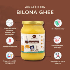 100% Pure A2 Gir Cow Ghee By Earthy Tales | Bilona Method Hand Churned Grass Feed Gir Cow Desi Ghee Perfect For Roast Makhana | (500ml) 16.9 Ounce | Jar Pack