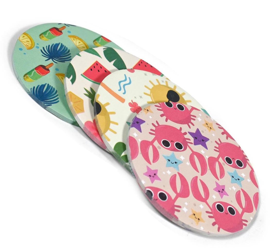 4 Pack Cute Sticky Notes Cartoon Summer - Ideal For Office Home Kids Students Roommates Tab