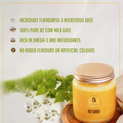 Premium A2 Gir Cow Ghee By Adya Organics | Good Source Of Healthy Desi Cow Ghee Perfect For Glowing Skin | (500ml) 16.9 Ounce | Jar Pack