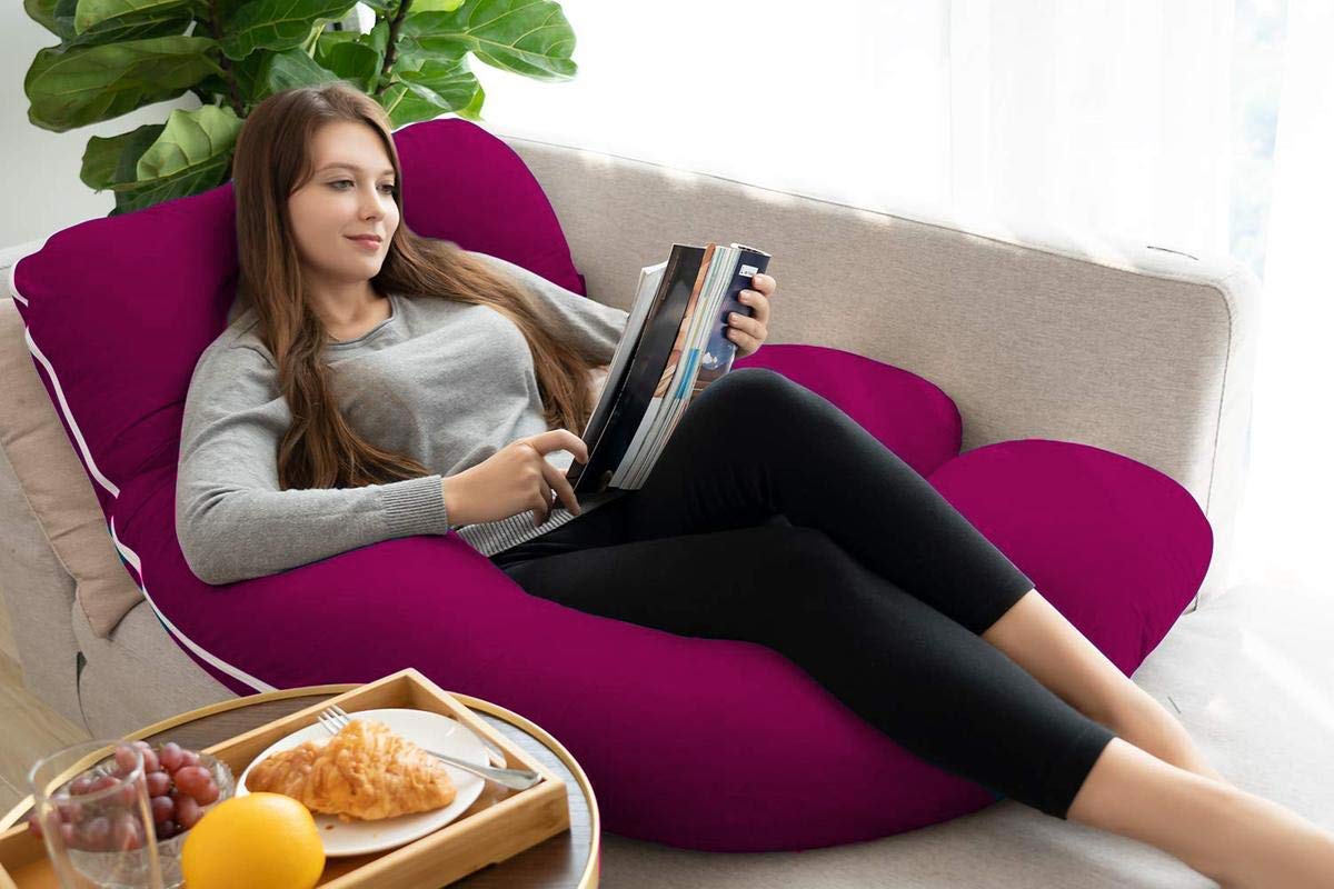 Premium Multipurpose Microfiber Pregnancy Pillow For Pregnant Women - Wine | 100% Cotton, Zippered Cover, Lightweight, Removable Wine Cover, Full Body Pillow, Soft Pillow - Pack Of 1