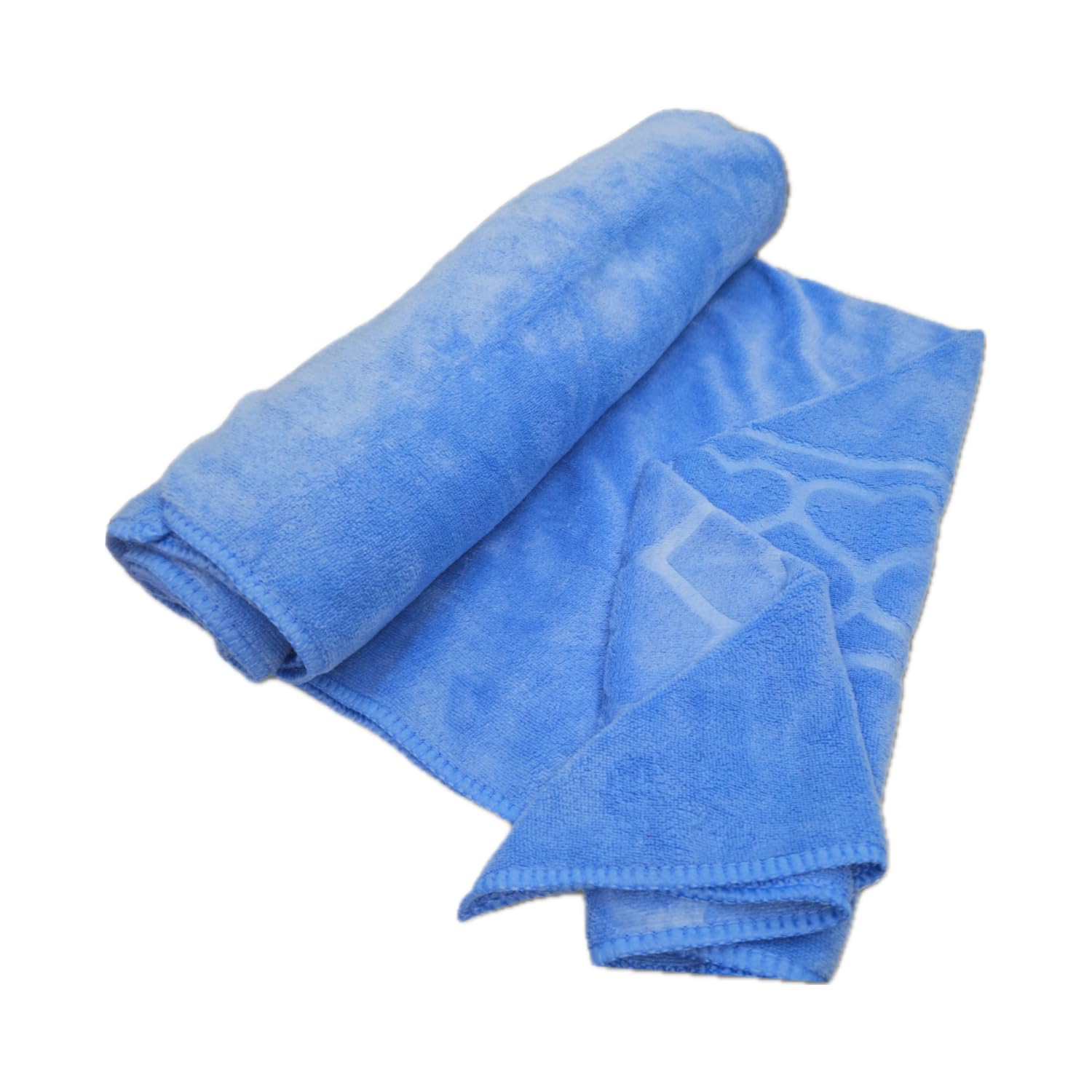 Nive Home Linens Microfiber Bath Towel 400 Gsm | Self Design, Ultra Soft, Super Absorbent, Quick Dry (Blue)