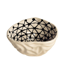 Handcrafted Organic Shape Ceramic Nut Bowl - Black & White, 6 Inches, 400ml | Snack Bowl - Maggie Bowl - Salad Bowl