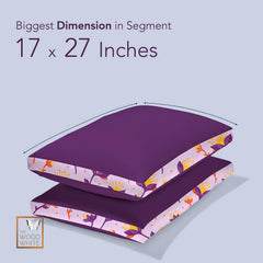 Soft Microfiber High Loft Pillow, Neck Support, Sleep Well In 43 X 69 Cm | Printed Gusset Of Extra 5 Cm Height For Soft Comfortable Sleep, Violet Whisper | Bed Pillow, Supportive - Set Of 2
