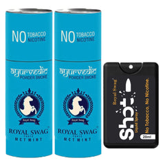 Royal Swag Herbal Cigarettes 100% Tobacco & Nicotine Free Mint Flavoured King Size (10 Sticks) With 20ml Shot Anti Addiction Mouth Spray | De-Addiction | Natural And Organic Herbs Made