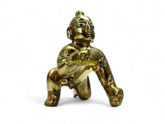 Superfine Ashtadhatu Laddu Gopal Idol, Bal Gopal Idol, Gold, Brass - Size No.0, God Idol, Golden Handmade Statue, Occasions & Festivals, Janmashtami Specials Murti