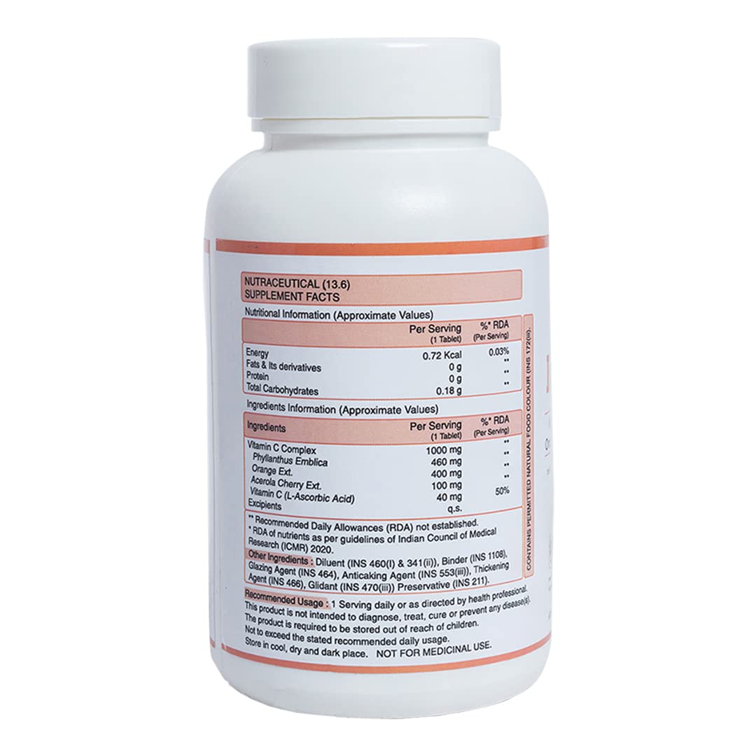 Ferrous Nutrition Immunity Vitamin C 1000mg Glowing Skin & Antioxidant | 60 Tablets , 100gm 0.2lbs