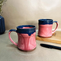 Handcrafted Bubblegum Pink Ceramic Coffee Mug Set Of 2 - 300ml Each | Ceramic Mugs For Coffee, Tea, Milk - Microwave Safe & Dishwasher Safe