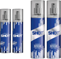 Layer'r Shot Deep Desire Fragrant Body Spray 135ml Each 4.56 Fl.oz. Combo Of 2 | Long Lasting Fragrance For Men