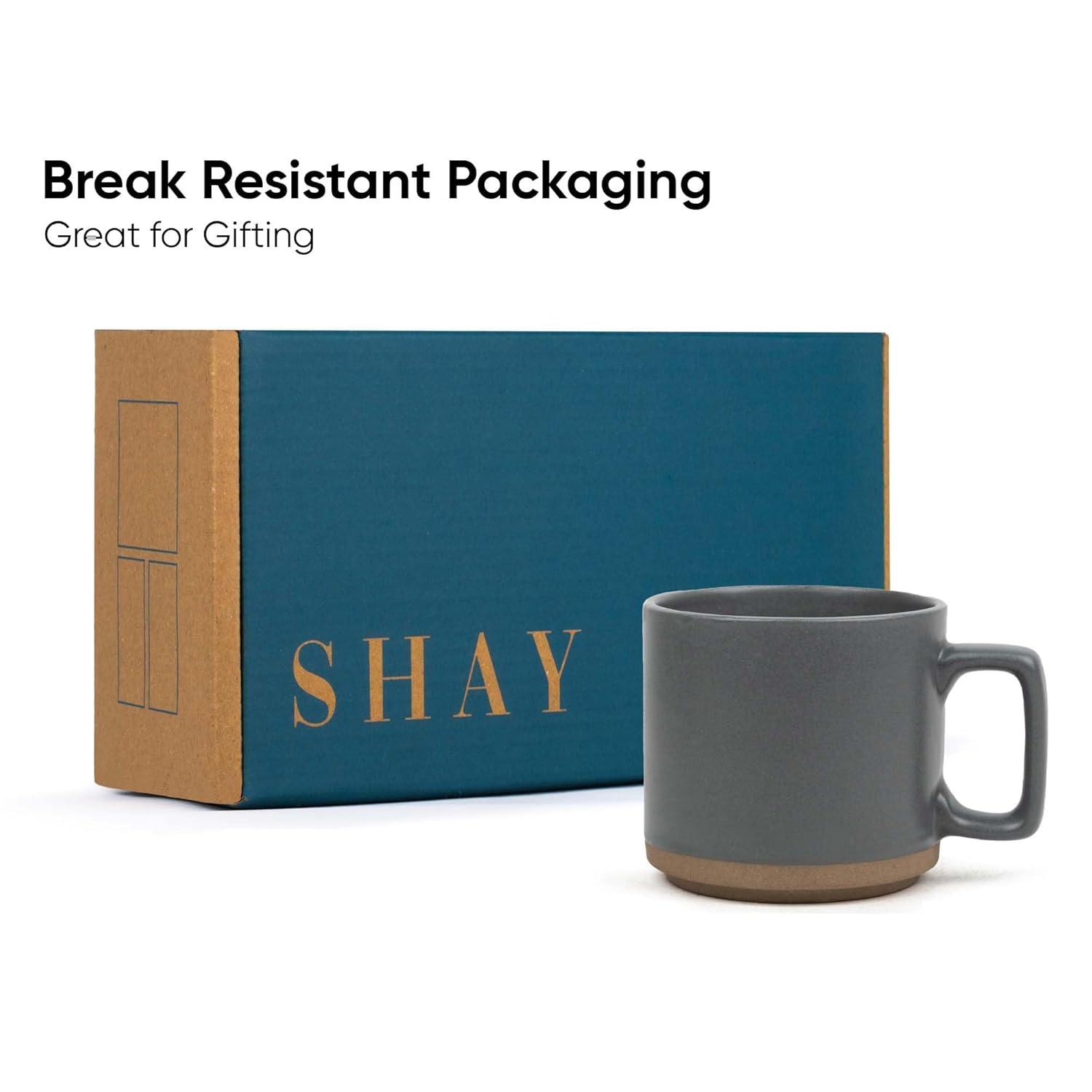 Large Ceramic Coffee Mug Set Of 2 - Grey, 350ml Each | Ceramic Japandi Mug, Tea Mug With Matte Finish - Mug For Coffee | Ceramic Coffee Mug - Microwave Safe & Dishwasher Safe