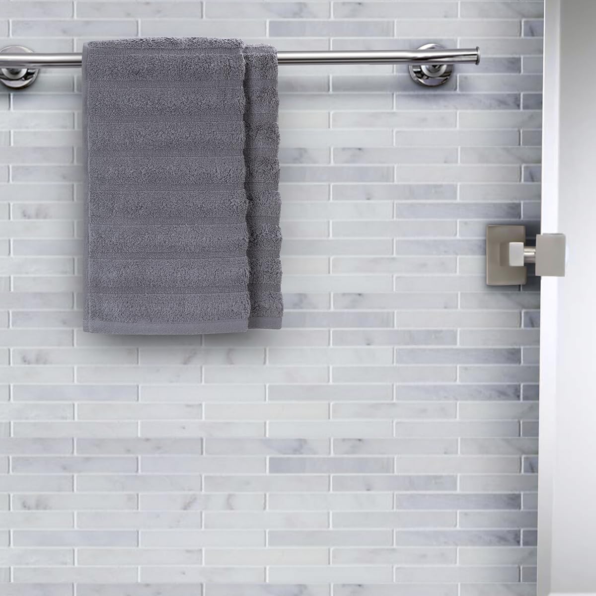 Maspar 100% Cotton Casper Hand Towel 500 Gsm (Grey) - 2 Pcs