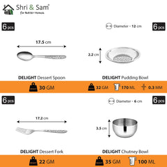 Designer Stainless Steel Delight Laser Bloom Dinner Set Of 50 Pieces, Silver | Easy To Clean & Dishwasher Safe