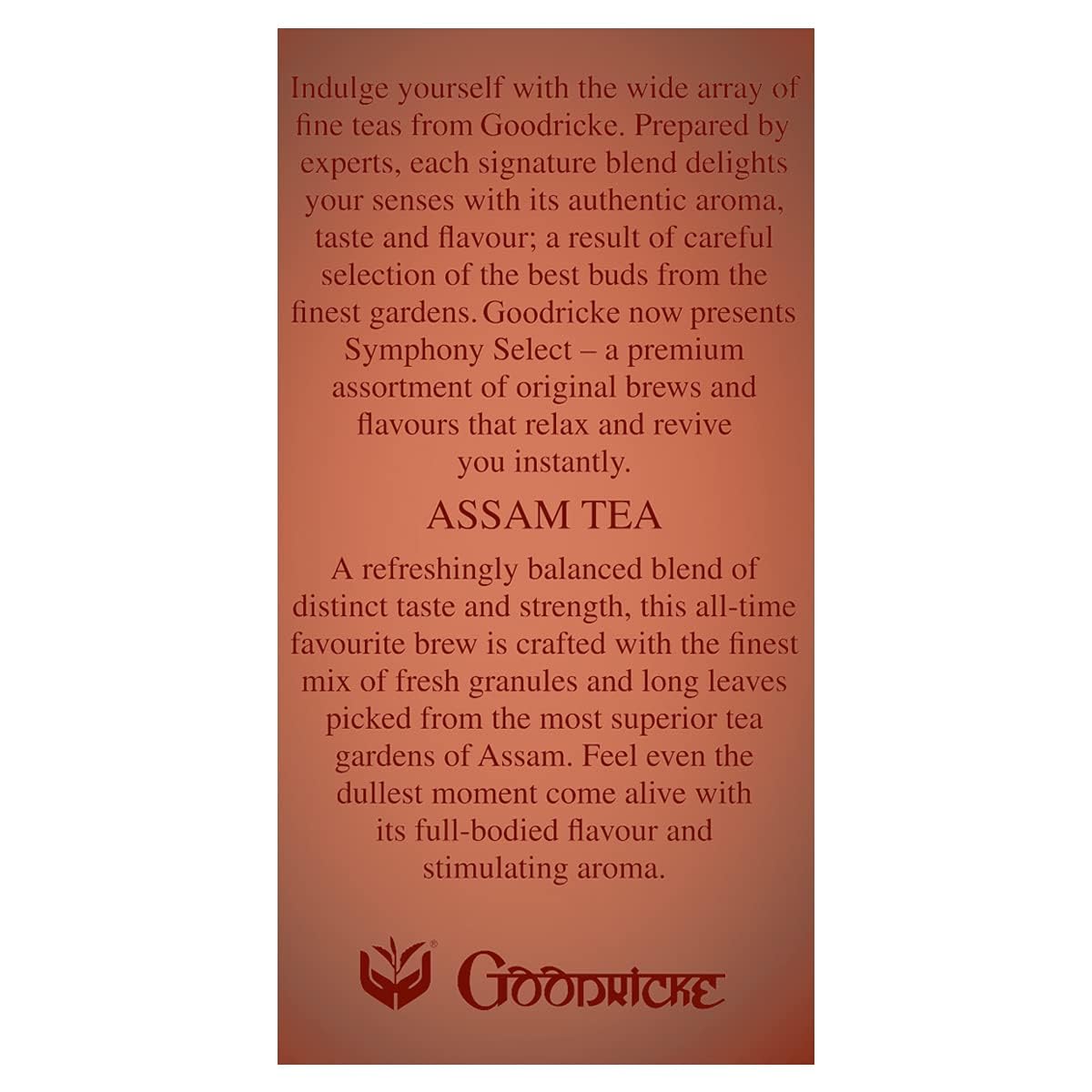 Goodricke Symphony Select Premium Assam Tea - 250gm, 8.8 Ounce | Premium Assam Loose Leaf Tea - Low Caffeine Chai Patti