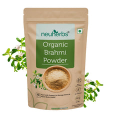 Neuherbs Organic Brahmi Powder For Men & Women Ayurvedic Care To Manage Stress & Boost Brain Health, Rich In Antioxident, 100% Pure & Natural | 100gm 0.2lbs