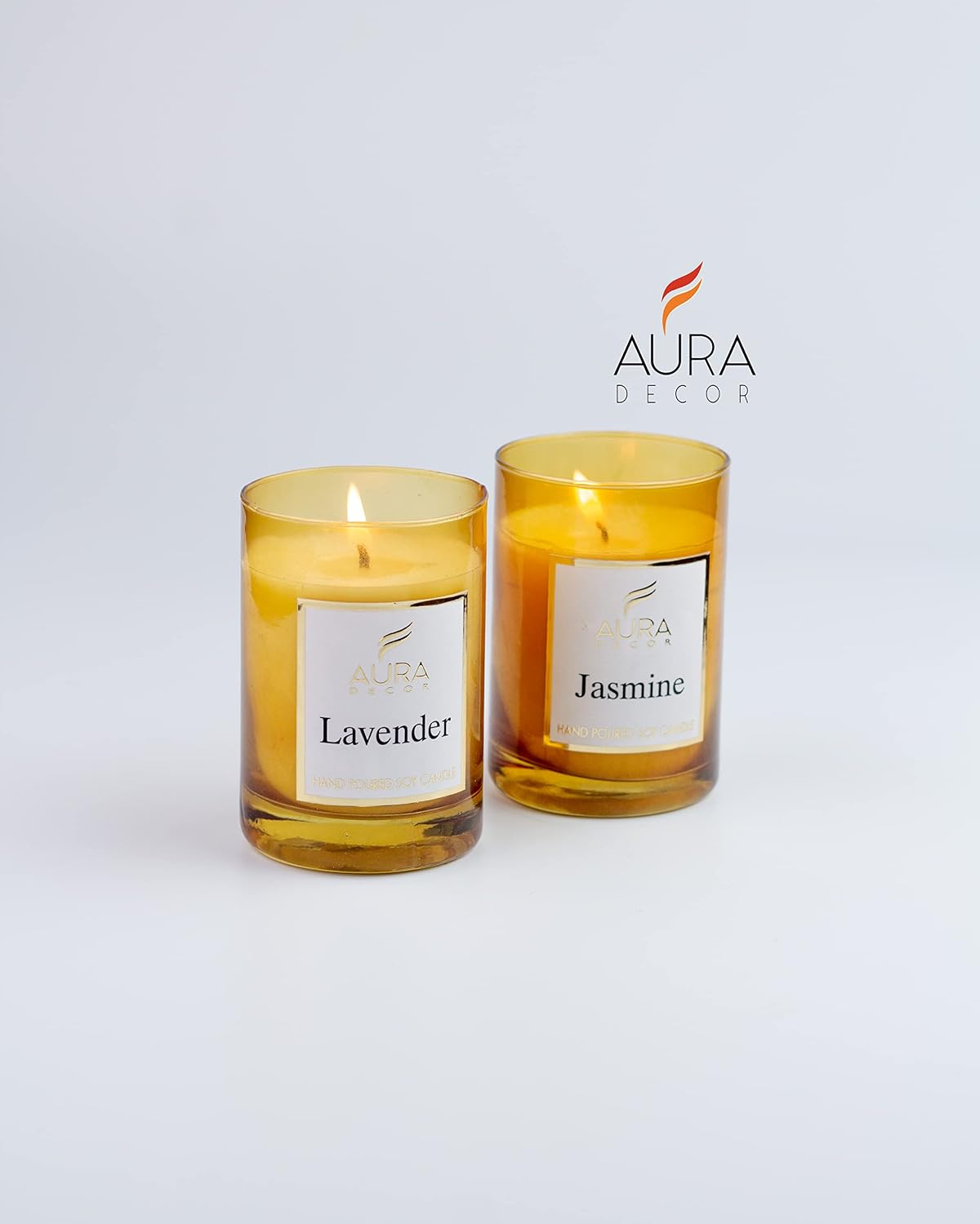 LAVENDER & JASMINE FRAGRANCE GLASS CANDLE | AROMA CANDLE SCENTED CANDLE SOY WAX