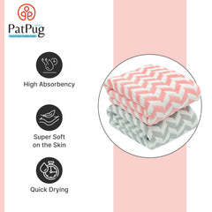 Patpug Coral Microfiber Ultrasoft Comfortable Highly Absorbent Quick Drying Large Bath Towel 700 Gsm (Grey & Pink)- Pack Of 2