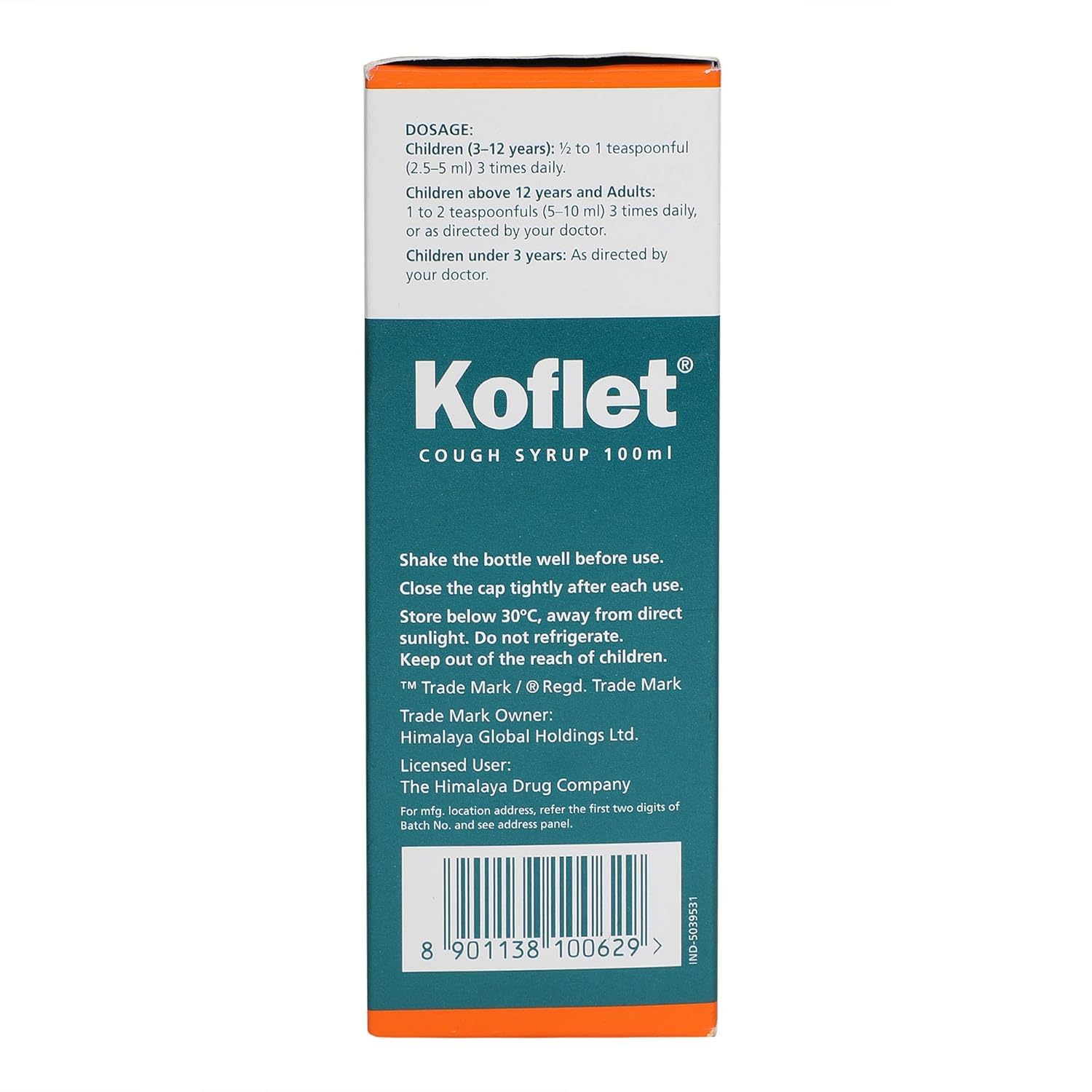 Himalaya Koflet Syrup Relief From Cough, Sore Throat | Non-Drowsy Formula, Made With Herbs, Contains 25% Honey | 100ml