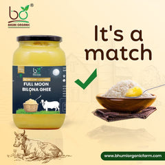 100% Pure Full Moon Cow Ghee By Bhumi Organic | Naturally & Healthy Bilona Method Cow Ghee Perfect For Weight Loss | (1 Litr) 33.8 Ounce | Jar Pack