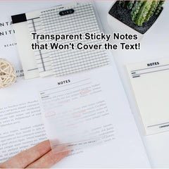 Transparent Sticky Note Pad With Lining & Grid Transparent Sticky Notes, Clear - 200 Sheets