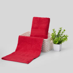 Kopa Quick Dry 100% Cotton Soft Terry Hand Towel 380 Gsm | Quick Dry 100% Cotton Super Absorbent, Lightweight (D'Ross) Hand Towel (Red)- Pack Of 2