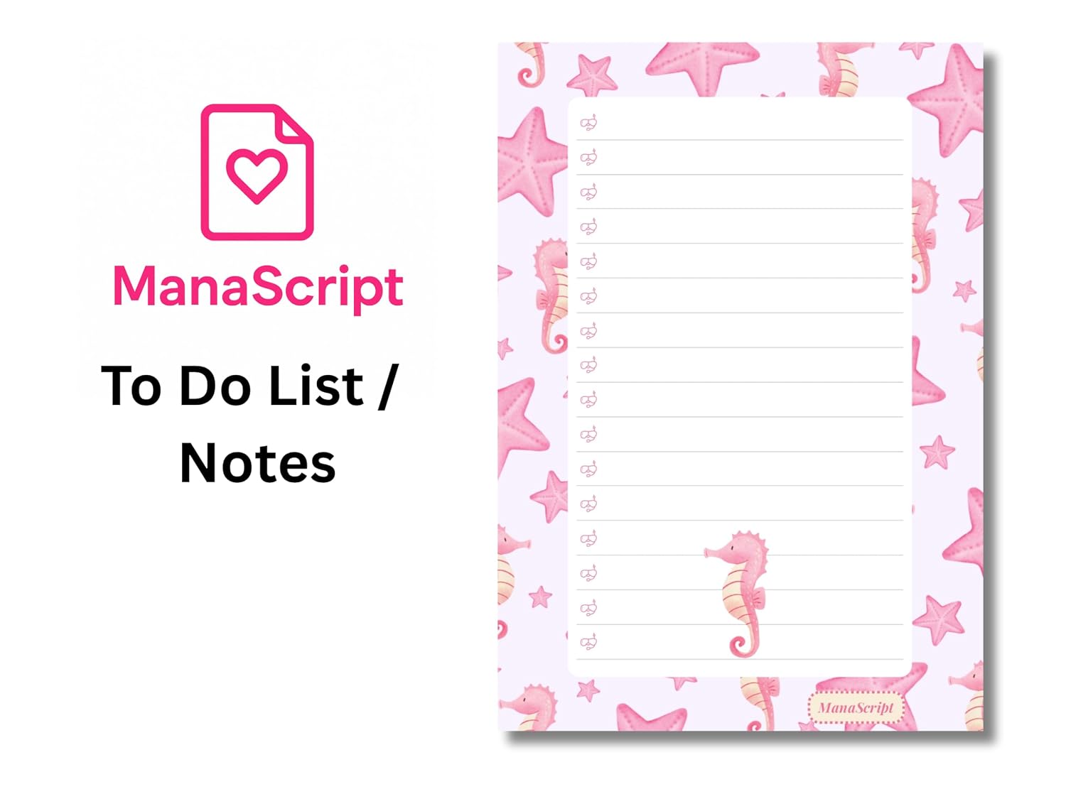 A5 Notes/To Do List Notepad, Beautiful Checklist Pad, Tear-Off Sheets (Seahorse) Pack Of 1