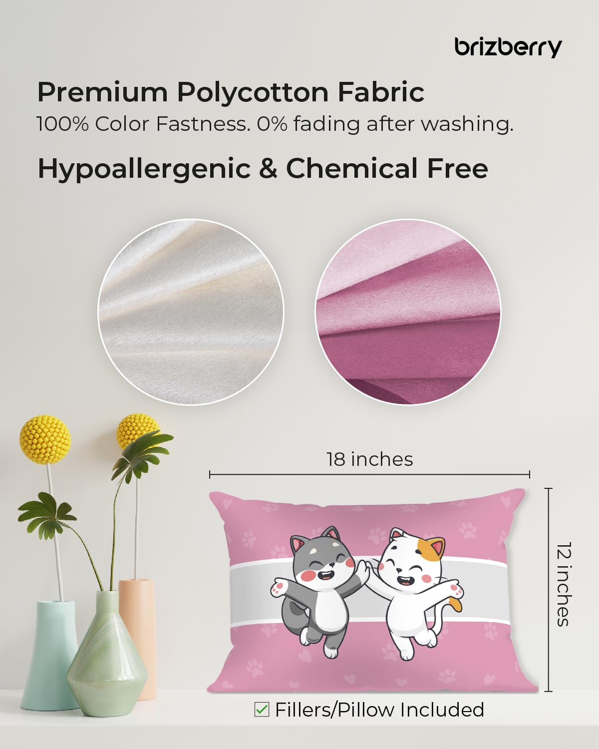 Kids Pillow Cushion With Super Soft Fabric Pillow - 12 X18 Inches | Animal & Cartoon Prints, Soft Pillow, Dual Sided Design | Multi-Purpose, Durable & Easy Care, Made In India - Design 4