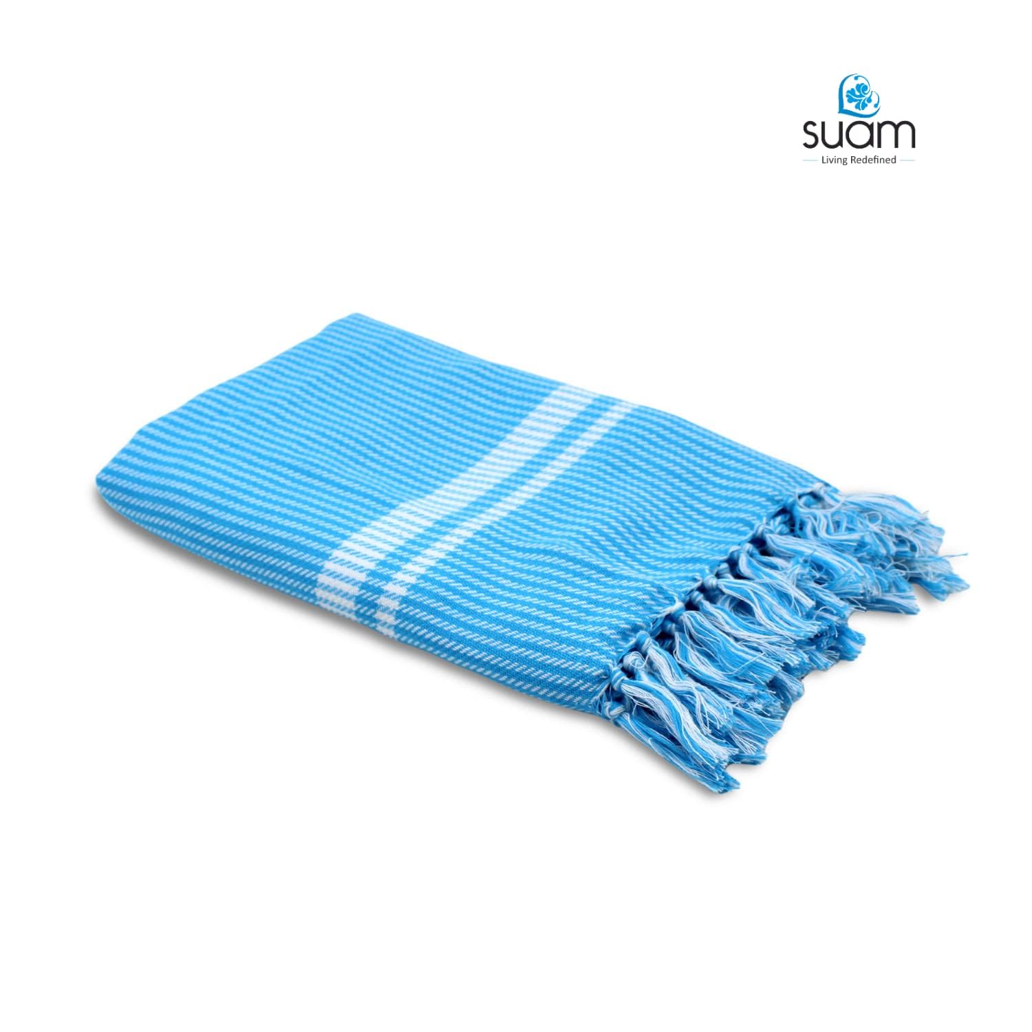Suam Poppy Pure Cotton Towel 400 Gsm | Lightweight, Quick Dry 220 Tc Luxury Bath Towel For Beach & Gym (Flint Grey & Blizzard Blue)- Pack Of 2