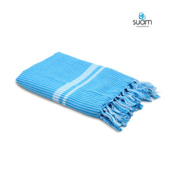 Suam Poppy Pure Cotton Towel 400 Gsm | Lightweight, Quick Dry 220 Tc Luxury Bath Towel For Beach & Gym (Flint Grey & Blizzard Blue)- Pack Of 2